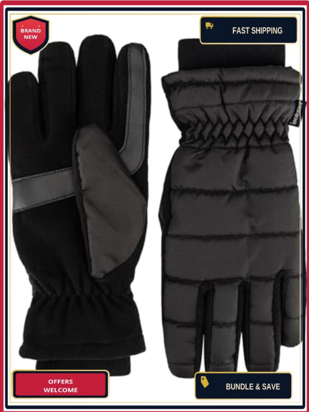 Isotoner Women's Water Repellent Touchscreen Sleekheat Gloves & Flip Top Mittens